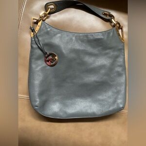 Gray MK Leather Shoulder Bag